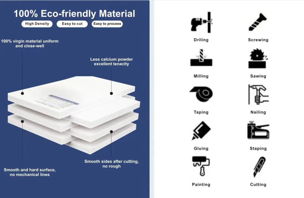 1.22*2.44m Glossy Surface Waterproof Sheet White 12mm PVC Foam Board